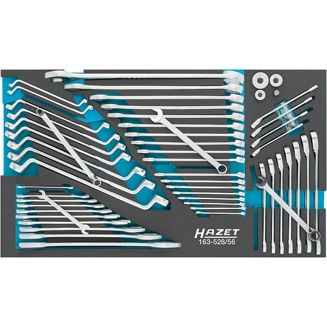 HAZET Sada šroubovacích klíčů 163-528/56 ∙ Profil vnější šestihran, Vnější dvojitý šestihran trakční profil ∙ 56-dílný ∙ 6 x 7 – 34 x 36