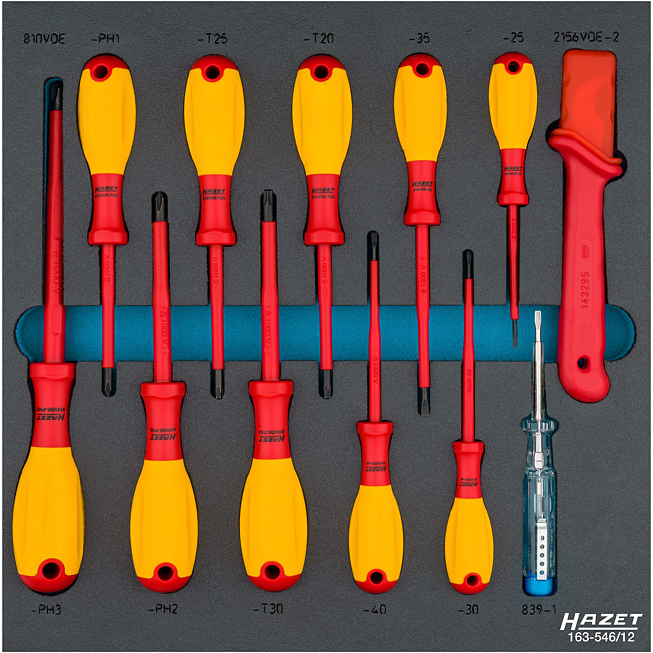 Sada šroubováků s dvojitou izolací Torx, ploché a křížové HAZET