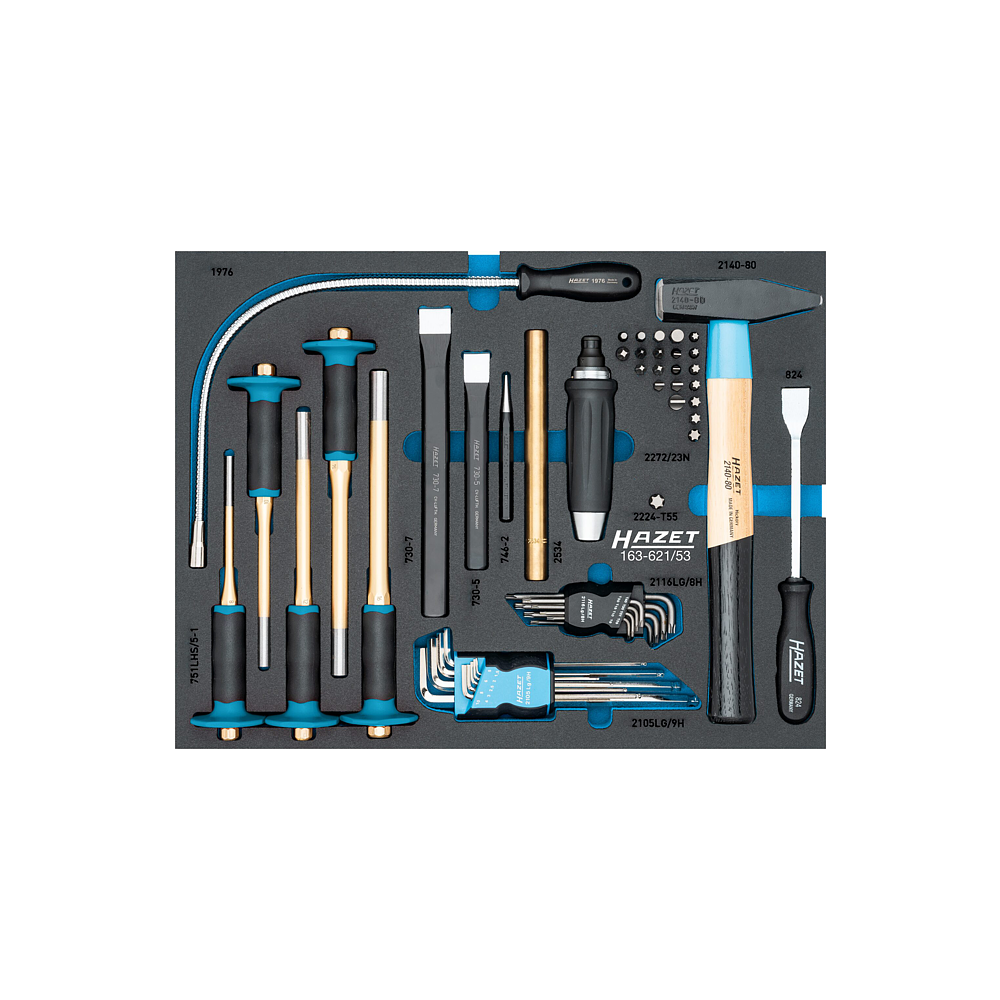 HAZET Sada &scaron;roubov&aacute;ků 163-619/35 ∙ Vnitřn&iacute; profil TORX&reg;, Kř&iacute;žov&yacute; profil PH, Ploch&yacute; profil ∙ 35-d&iacute;ln&yacute; ∙ PH1 &ndash; PH3 ∙ T6 &ndash; T30 ∙ 0,6 x 3,5 &ndash;&nbsp;2 x 12