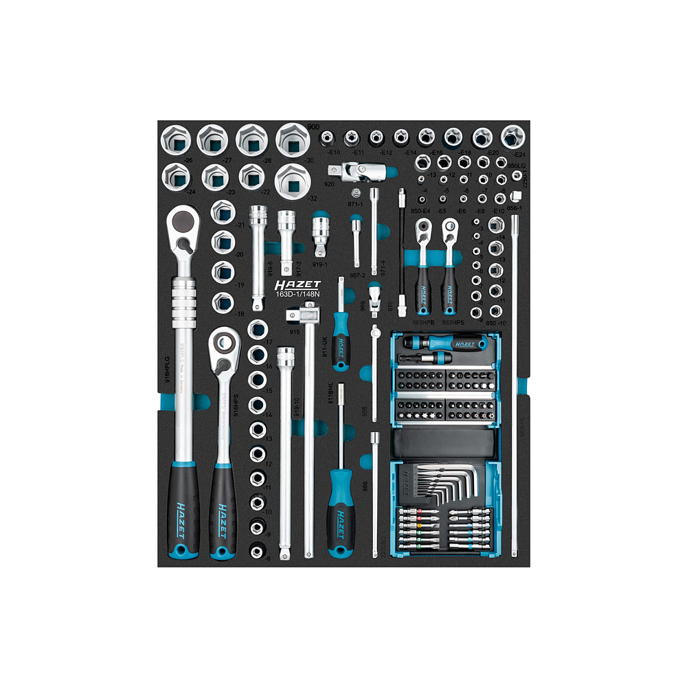 HAZET Sada n&aacute;strčn&yacute;ch kl&iacute;čů 163D-1/148N ∙ 1/4 palce (6,3 mm) &scaron;estihran masivn&iacute;, 1/4 palce (6,3 mm) čtyřhran dut&yacute;, 1/2 palce (12,5 mm) čtyřhran dut&yacute; ∙ Vněj&scaron;&iacute; profil TORX&reg;, Vnitřn&iacute; profil TORX&reg;, Trakčn&iacute; profil vněj&scaron;&iacute; &scaron;estihran, Profil Pozidriv PZ, Kř&iacute;ž