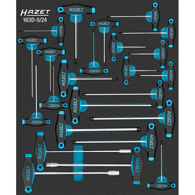 HAZET Sada nástrčných klíčů ∙ s T-rukojetí 163D-5/24 ∙ 24-dílný ∙ 2 – 13 ∙ T6 – T45