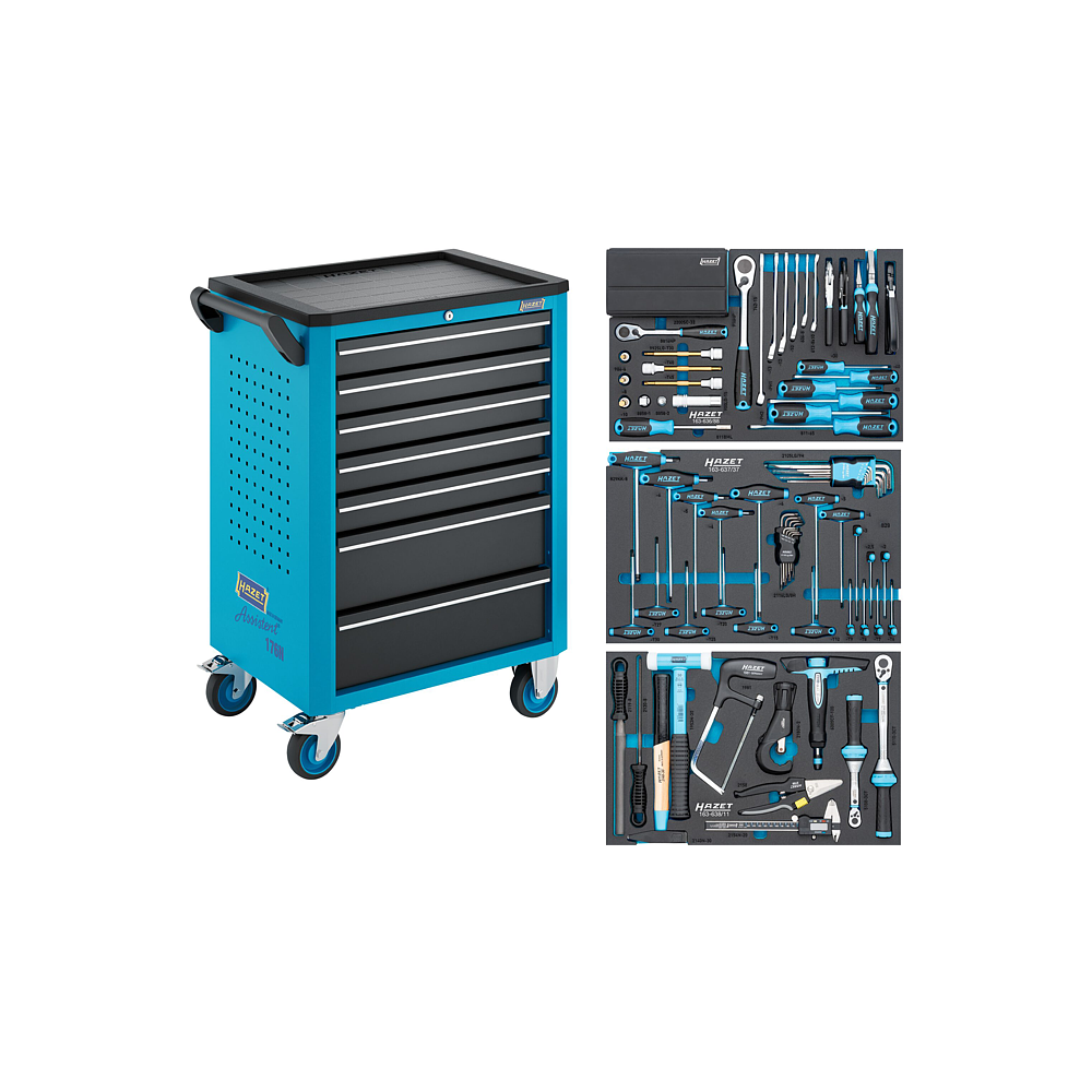 HAZET D&iacute;lensk&yacute; voz&iacute;k Asistent 176N-7 ∙ sortiment 176N-7/136 ∙ 136-d&iacute;ln&yacute; ∙ Z&aacute;suvky, n&iacute;zk&eacute;: 5&times; 81&thinsp;x&thinsp;522&thinsp;x&thinsp;348 mm ∙ Z&aacute;suvky, vysok&eacute;: 2&times; 166&thinsp;x&thinsp;522&thinsp;x&thinsp;348 mm