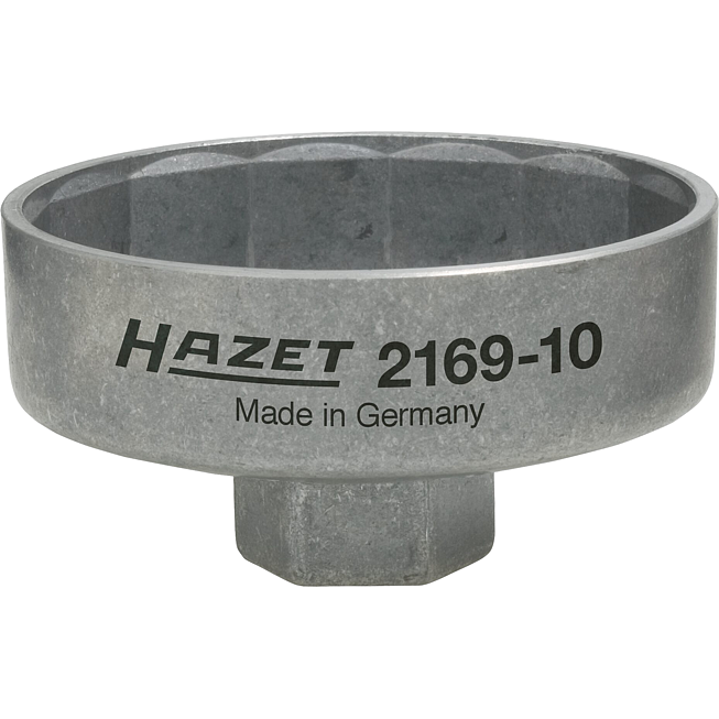 HAZET Klíč na olejové filtry 2169-10 ∙ 3/8 palce (10 mm) čtyřhran dutý ∙ Profil vnější 14hran ∙ Velikost 74 mm