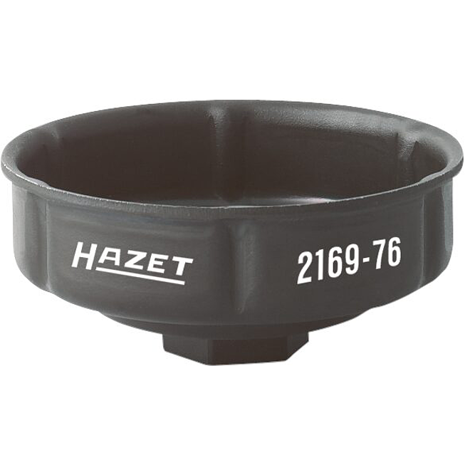 HAZET Klíč na olejové filtry 2169-76 ∙ 1/2 palce (12,5 mm) čtyřhran dutý ∙ Drážkový profil ∙ Velikost 76 mm