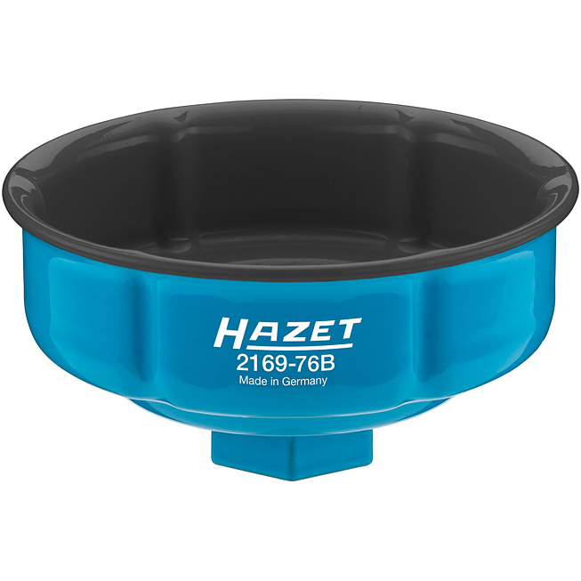 HAZET Klíč na olejové filtry 2169-76B ∙ 1/2 palce (12,5 mm) čtyřhran dutý ∙ Drážkový profil ∙ Velikost 76 mm