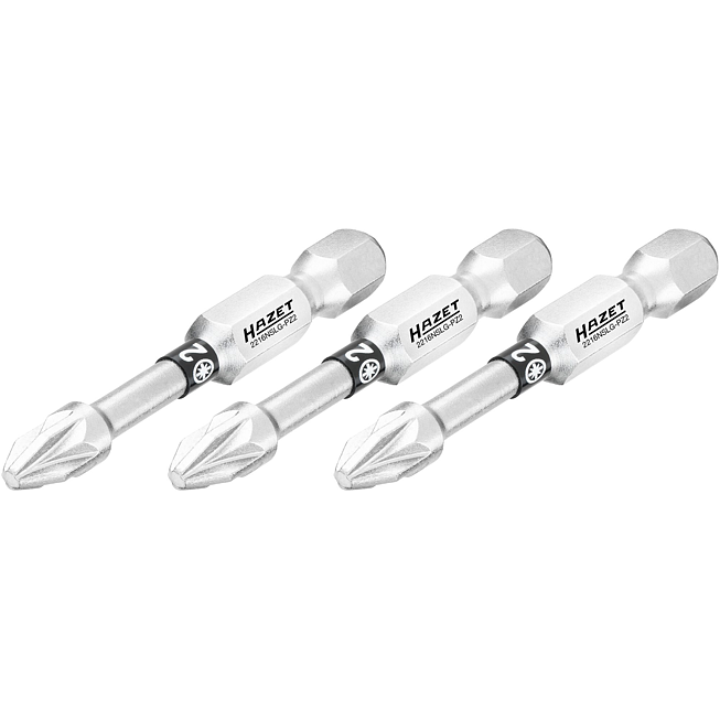 HAZET Bit 2216NSLG-PZ2/3 ∙ 1/4 palce (6,3 mm) šestihran masivní ∙ Profil Pozidriv PZ ∙ 3-dílný ∙ Velikost PZ2