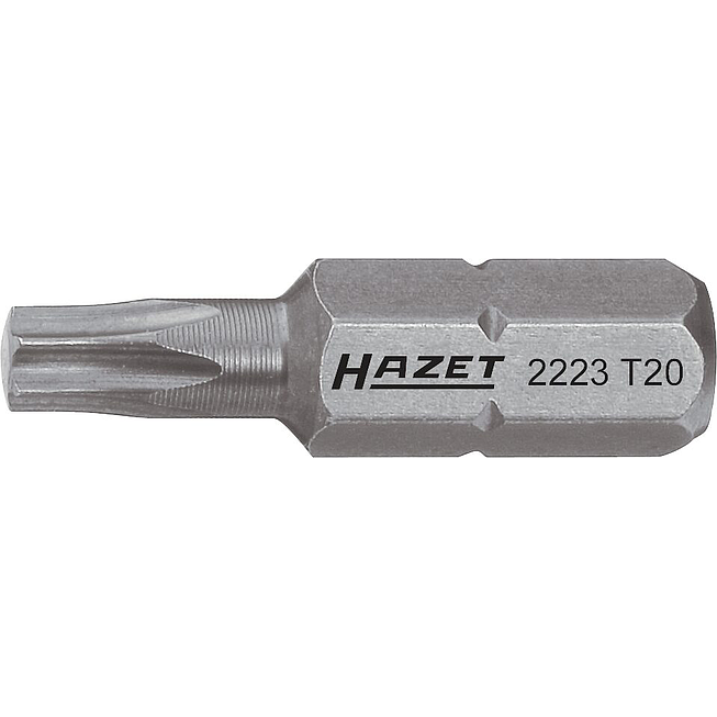 HAZET Bit 2223-T7 ∙ 1/4 palce (6,3 mm) šestihran masivní ∙ Vnitřní profil TORX® ∙ Velikost T7