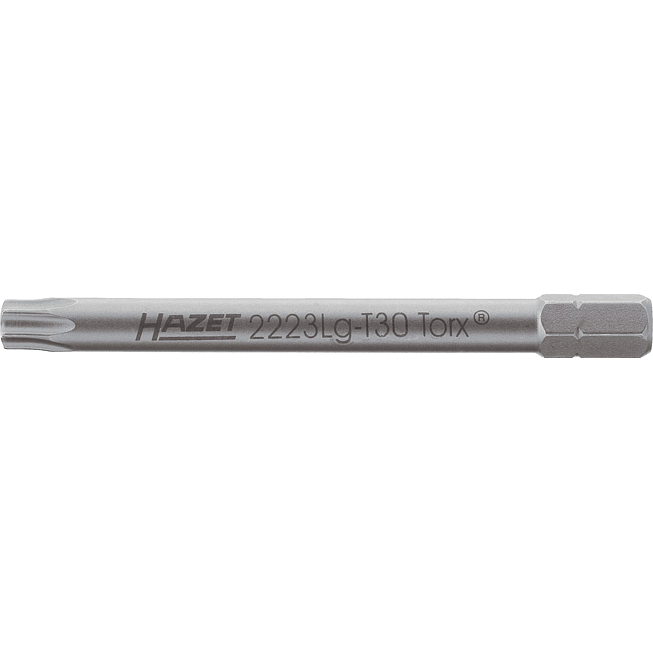 HAZET Bit 2223LG-T30 ∙ 1/4 palce (6,3 mm) šestihran masivní ∙ Vnitřní profil TORX® ∙ Velikost T30