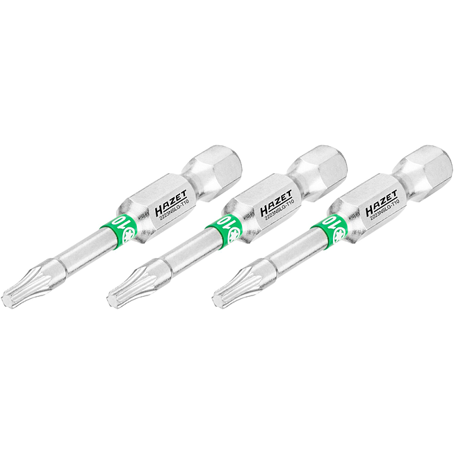 HAZET Bit 2223NSLG-T10/3 ∙ 1/4 palce (6,3 mm) šestihran masivní ∙ Vnitřní profil TORX® ∙ 3-dílný ∙ Velikost T10