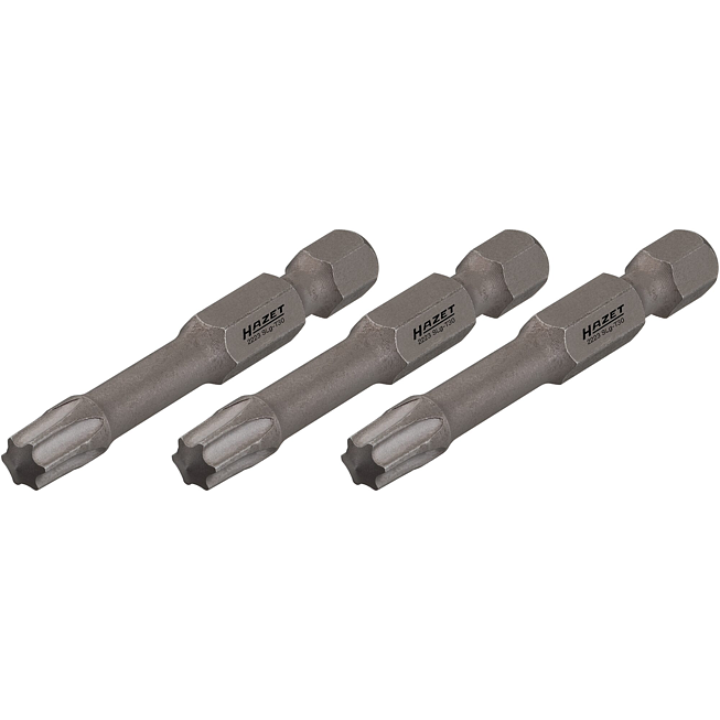 HAZET Torzní bity pro rázový, strojový utahovák 2223SLG-T10/3 ∙ 1/4 palce (6,3 mm) šestihran masivní ∙ Vnitřní profil TORX® ∙ 3-dílný ∙ Velikost T10