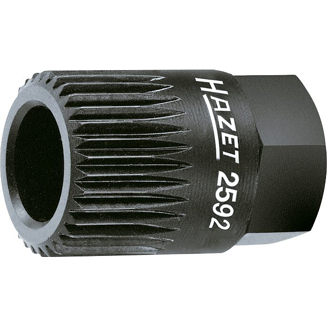 HAZET Adapt&eacute;r pro řemenice kl&iacute;nov&eacute;ho (žebrov&eacute;ho) řemenu 2592 ∙ 17 mm vněj&scaron;&iacute; &scaron;estihran ∙ Ozuben&yacute; profil ∙ Velikost 19,6 mm