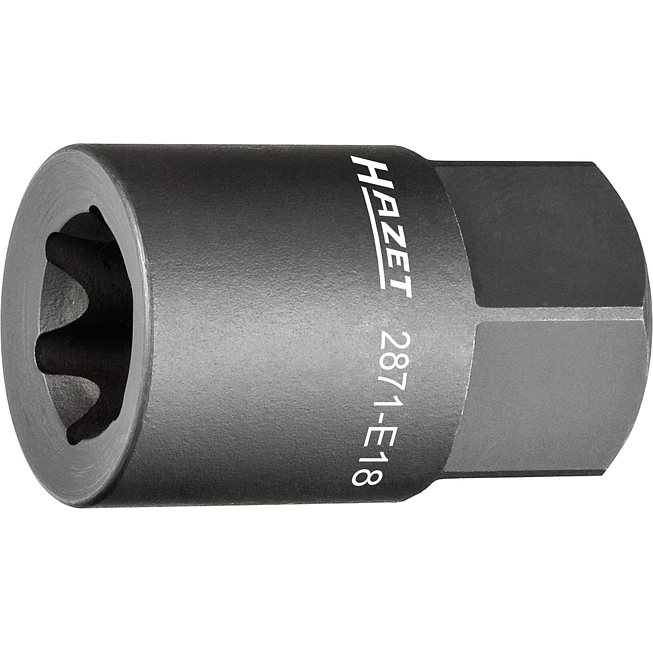 HAZET Nástrčná hlavice pro brzdové třmeny 2871-E18 ∙ 22 mm vnější šestihran ∙ Vnější profil TORX® ∙ Velikost E18