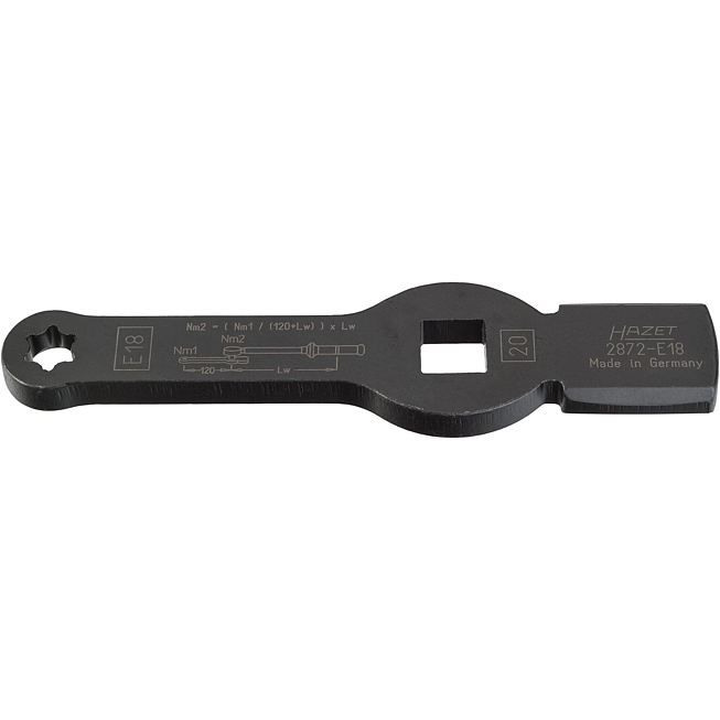 HAZET Rázový očkový klíč ∙ se 2 nárazovými plochami 2872-E18 ∙ 3/4 palce (20 mm) čtyřhran dutý ∙ Vnější profil TORX® ∙ Velikost E18