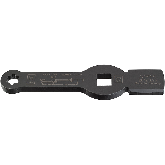 HAZET Rázový očkový klíč ∙ se 2 nárazovými plochami 2872-E20 ∙ 3/4 palce (20 mm) čtyřhran dutý ∙ Vnější profil TORX® ∙ Velikost E20