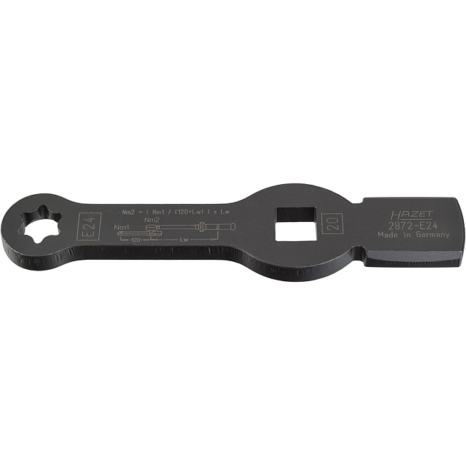 HAZET Rázový očkový klíč ∙ se 2 nárazovými plochami 2872-E24 ∙ 3/4 palce (20 mm) čtyřhran dutý ∙ Vnější profil TORX® ∙ Velikost E24