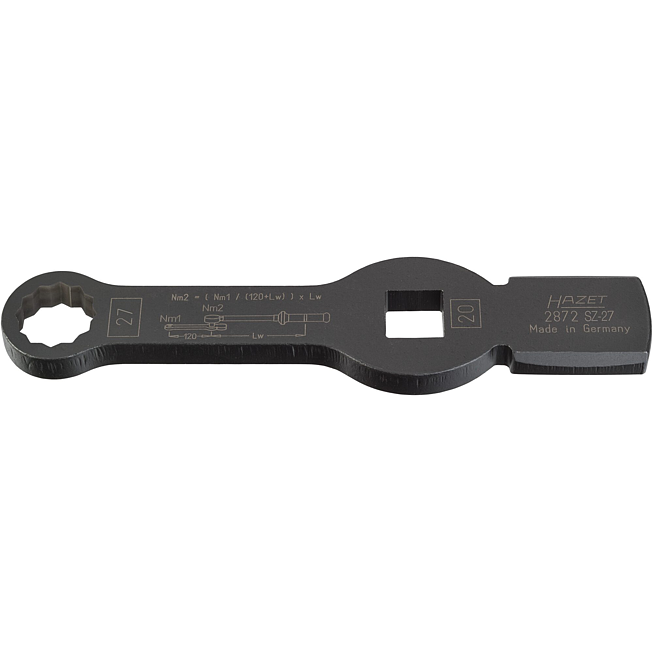 HAZET Rázový očkový klíč ∙ se 2 nárazovými plochami 2872SZ-27 ∙ 3/4 palce (20 mm) čtyřhran dutý ∙ Profil vnější dvojitý šestihran ∙ Velikost 27 mm