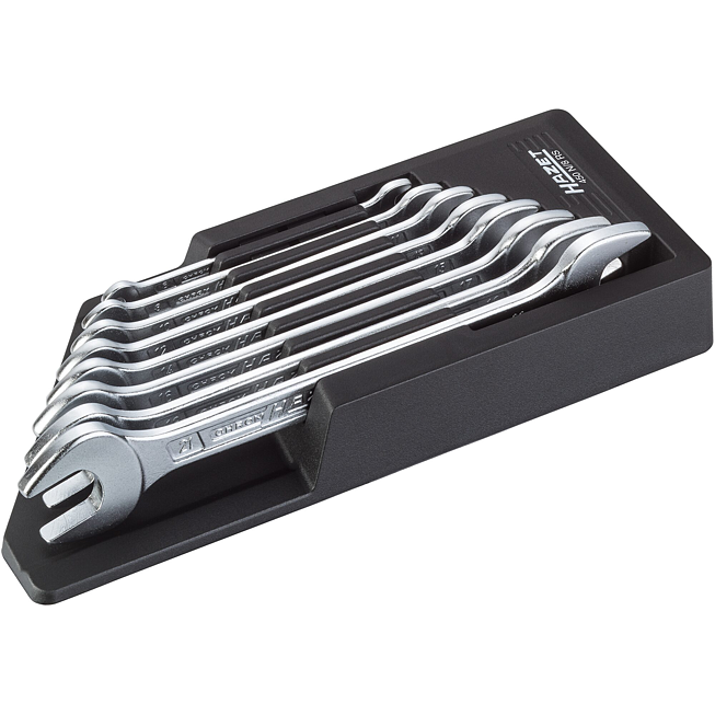 HAZET Sada oboustranných plochých klíčů 450N/8RS ∙ Profil vnější šestihran ∙ 8-dílný ∙ 6 x 7 – 21 x 22