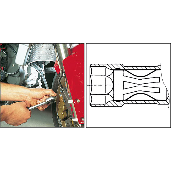 HAZET Kl&iacute;č na zapalovac&iacute; sv&iacute;čky 4766-1 ∙ 3/8 palce (10 mm) čtyřhran dut&yacute; ∙ Vněj&scaron;&iacute; profil &scaron;estihran ∙ Velikost 16 mm ∙ 5/8&Prime;
