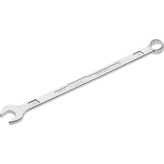 HAZET Očkoplochý klíč ∙ extra dlouhý ∙ štíhlý tvar 600LG-19 ∙ Vnější dvojitý šestihran trakční profil ∙ Velikost 19 mm