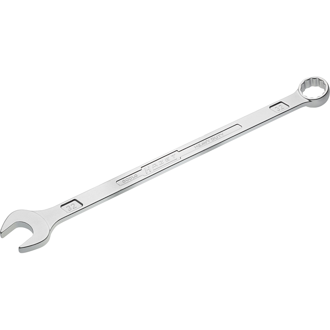 HAZET Očkoplochý klíč ∙ extra dlouhý ∙ štíhlý tvar 600LG-32 ∙ Vnější dvojitý šestihran trakční profil ∙ Velikost 32 mm