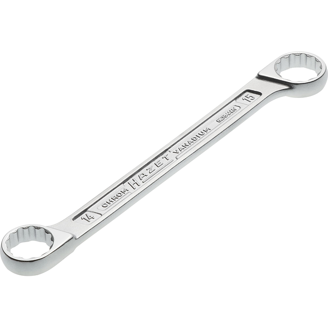HAZET Oboustranné očkové klíče 610N-14X15 ∙ Vnější dvojitý šestihran trakční profil ∙ Velikost 14 x 15 mm