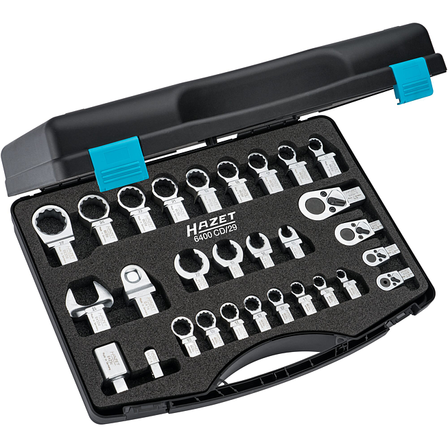 HAZET Sada nástrčných nástrojů 6400CD/29 ∙ 14 x 18 mm nástrčný čtyřhran masiv, 9 x 12 mm nástrčný čtyřhran masiv ∙ Profil vnější dvojitý šestihran, Profil vnější šestihran, 1/4 palce (6,3 mm) čtyřhran masivní, 3/8 palce (10 mm) čtyřhran masivní, 1/2 