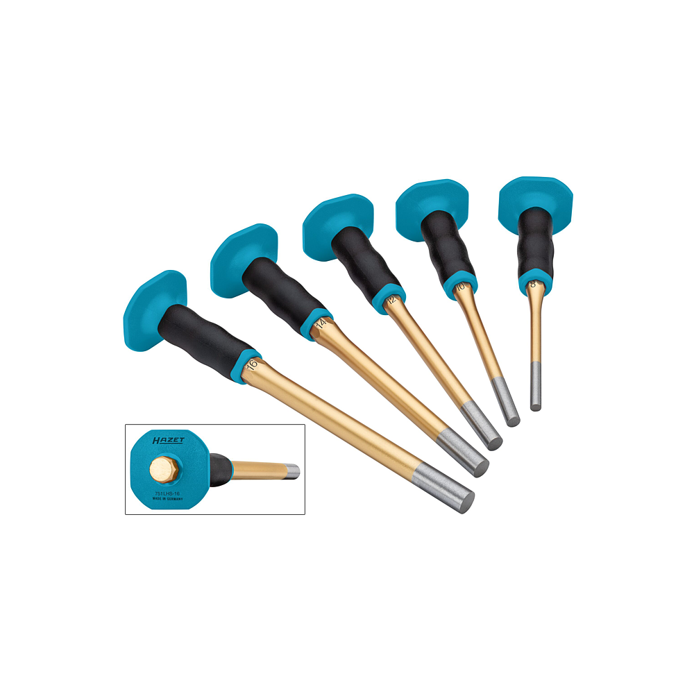 HAZET Sada vytloukače závlaček ∙ s ochranou ruky ∙ dlouhá 751LHS/5-1 ∙ 5-dílný