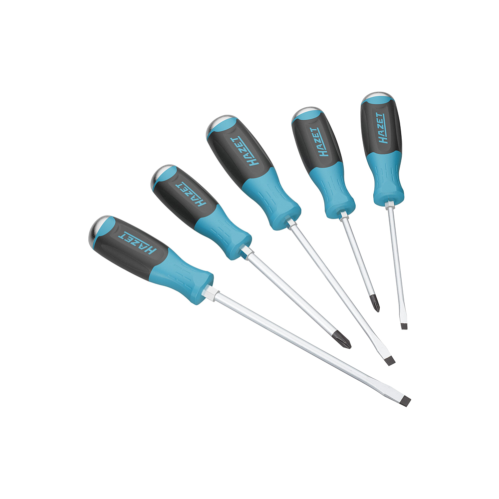 HAZET Šroubováky 811S/5 ∙ Křížový profil PH, Plochý profil ∙ 5-dílný ∙ 0,8 x 4,5 – 1,2 x 7 ∙ PH1 – PH2