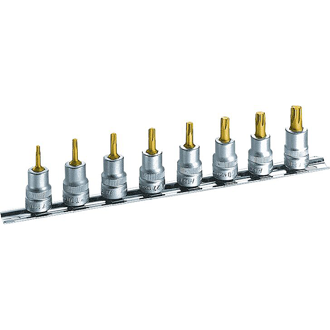 HAZET Sada n&aacute;strčn&yacute;ch hlavic 8802T/8H ∙ 3/8 palce (10 mm) čtyřhran dut&yacute; ∙ Vnitřn&iacute; profil TORX&reg; ∙ 8-d&iacute;ln&yacute; ∙ T15&thinsp;&ndash;&thinsp;T50