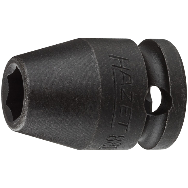 HAZET Nástrčná hlavice pro rázový a strojový utahovák 880S-8 ∙ 3/8 palce (10 mm) čtyřhran dutý ∙ Trakční profil vnější šestihran ∙ Velikost 8 mm
