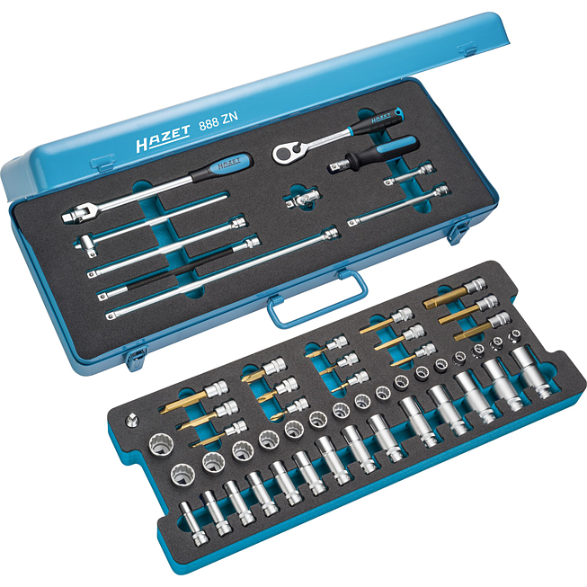 HAZET Sada n&aacute;strčn&yacute;ch kl&iacute;čů 888ZN ∙ 3/8 palce (10 mm) čtyřhran dut&yacute; ∙ Trakčn&iacute; profil vněj&scaron;&iacute; &scaron;estihran, Vněj&scaron;&iacute; dvojit&yacute; &scaron;estihran trakčn&iacute; profil, Profil vnitřn&iacute; &scaron;estihran, Kř&iacute;žov&yacute; profil PH, Ploch&yacute; profil ∙ 58-d&iacute;ln&yacute; ∙ 3&thinsp;&ndash;&thinsp;22 ∙ PH2&thinsp;&ndash;&thinsp;PH4