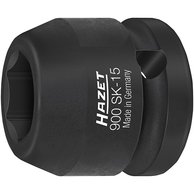 HAZET Nástrčná hlavice pro rázový a strojový utahovák 900SK-15 ∙ 1/2 palce (12,5 mm) čtyřhran dutý ∙ Trakční profil vnější šestihran ∙ Velikost 15 mm