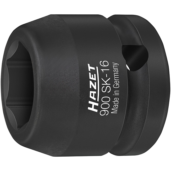 HAZET Nástrčná hlavice pro rázový a strojový utahovák 900SK-16 ∙ 1/2 palce (12,5 mm) čtyřhran dutý ∙ Trakční profil vnější šestihran ∙ Velikost 16 mm