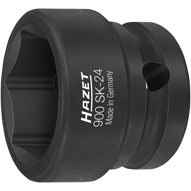 HAZET Nástrčná hlavice pro rázový a strojový utahovák 900SK-24 ∙ 1/2 palce (12,5 mm) čtyřhran dutý ∙ Trakční profil vnější šestihran ∙ Velikost 24 mm