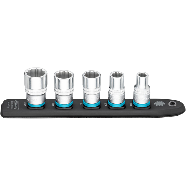 HAZET SmartRail ∙ Flexibilní plastová nástrčná lišta 900Z-SR/5 ∙ 1/2 palce (12,5 mm) čtyřhran dutý ∙ Vnější dvojitý šestihran trakční profil ∙ 5-dílný ∙ 10 ∙ 13 ∙ 17 ∙ 19 ∙ 22