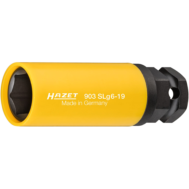 HAZET N&aacute;strčn&aacute; hlavice pro r&aacute;zov&yacute; a strojov&yacute; utahov&aacute;k 903SLG6-19 ∙ 1/2 palce (12,5 mm) čtyřhran dut&yacute;, 24 mm vněj&scaron;&iacute; &scaron;estihran ∙ Trakčn&iacute; profil vněj&scaron;&iacute; &scaron;estihran ∙ Velikost 19 mm