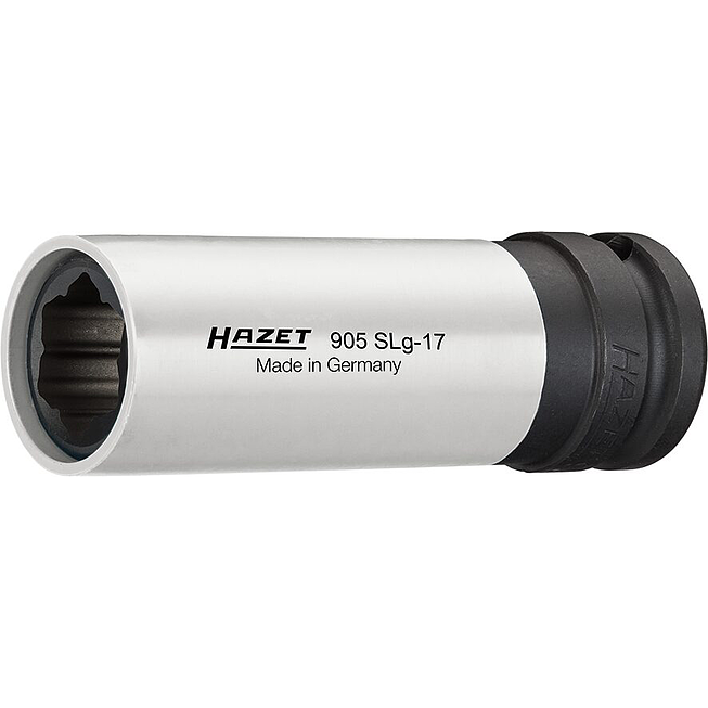 HAZET Nástrčná hlavice pro rázový, strojový utahovák ∙ hybridní zvláštní profil na šrouby kol 905SLG-17 ∙ 1/2 palce (12,5 mm) čtyřhran dutý ∙ Speciální profil hybrid na šrouby kol ∙ Velikost 17 mm