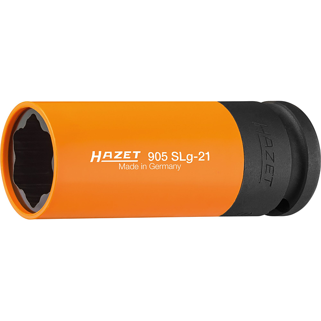 HAZET Nástrčná hlavice pro rázový, strojový utahovák ∙ zvláštní profil 905SLG-21 ∙ 1/2 palce (12,5 mm) čtyřhran dutý ∙ Speciální profil hybrid na šrouby kol ∙ Velikost 21 mm
