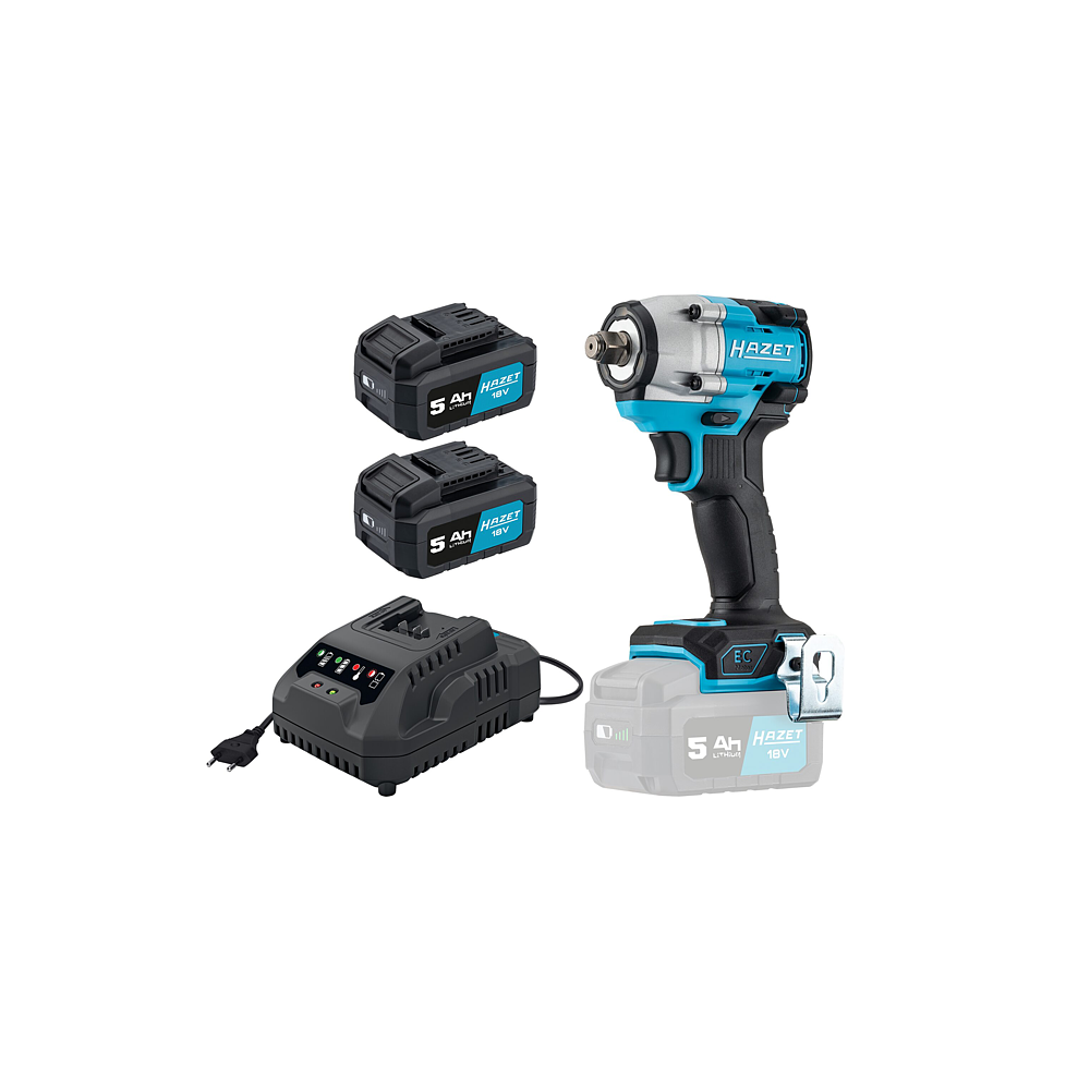 HAZET Aku rázový utahovák 9512-600/4 ∙ Povolovací moment maximální [Nm]: 600 Nm ∙ 1/2 palce (12,5 mm) čtyřhran masivní ∙ 4-dílný