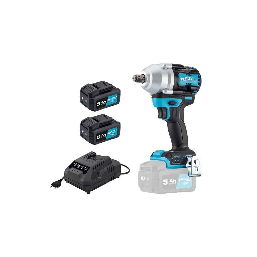 HAZET Aku rázový utahovák 9512-950/4 ∙ Povolovací moment maximální [Nm]: 950 Nm ∙ 1/2 palce (12,5 mm) čtyřhran masivní ∙ 4-dílný