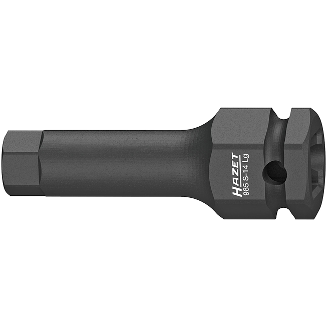 HAZET Nástrčná hlavice pro rázový, strojový utahovák 985S-14LG ∙ 1/2 palce (12,5 mm) čtyřhran dutý ∙ Profil vnitřní šestihran ∙ Velikost 14 mm