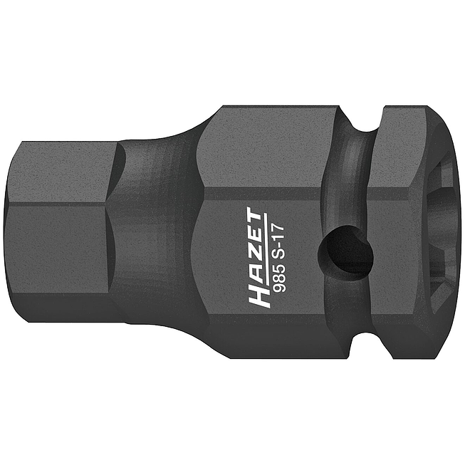 HAZET N&aacute;strčn&aacute; hlavice pro r&aacute;zov&yacute;, strojov&yacute; utahov&aacute;k 985S-17 ∙ 1/2 palce (12,5 mm) čtyřhran dut&yacute; ∙ Profil vnitřn&iacute; &scaron;estihran ∙ Velikost 17 mm