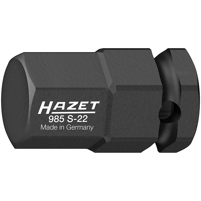 HAZET Nástrčná hlavice pro rázový, strojový utahovák 985S-22 ∙ 1/2 palce (12,5 mm) čtyřhran dutý ∙ Profil vnitřní šestihran ∙ Velikost 22 mm