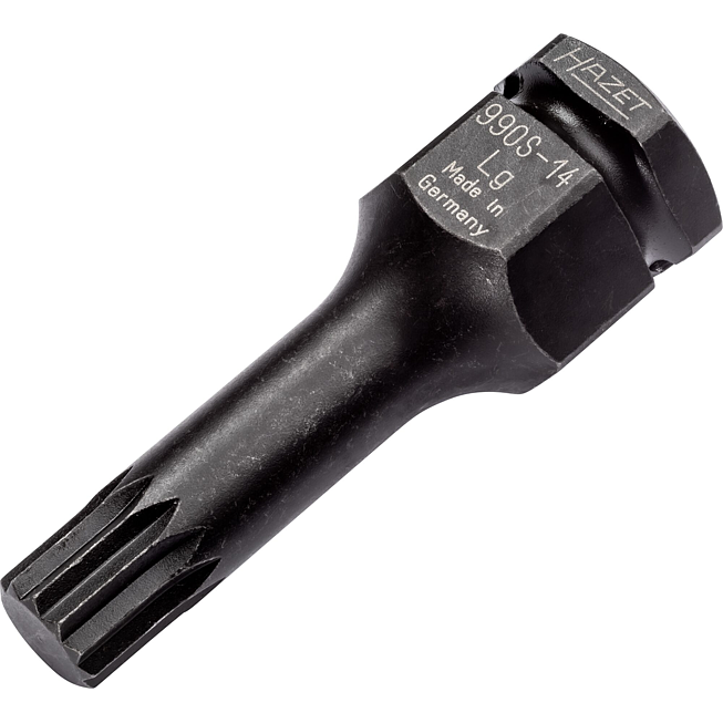 HAZET Nástrčná hlavice pro rázový, strojový utahovák 990S-14LG ∙ 1/2 palce (12,5 mm) čtyřhran dutý, 24 mm vnější šestihran ∙ Vnitřní ozubený profil XZN ∙ Velikost M14