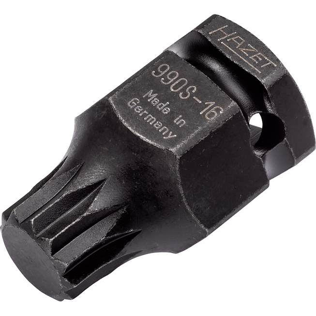 HAZET N&aacute;strčn&aacute; hlavice pro r&aacute;zov&yacute;, strojov&yacute; utahov&aacute;k 990S-16 ∙ 1/2 palce (12,5 mm) čtyřhran dut&yacute;, 24 mm vněj&scaron;&iacute; &scaron;estihran ∙ Vnitřn&iacute; ozuben&yacute; profil XZN ∙ Velikost M16
