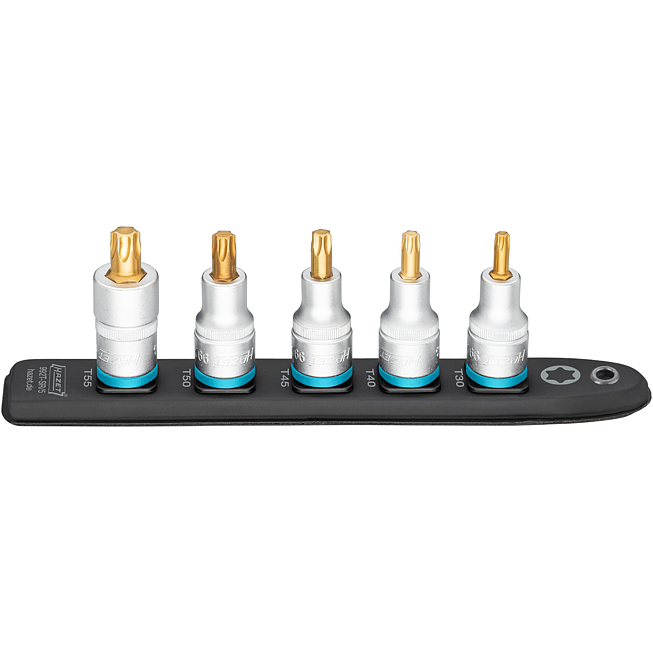 HAZET SmartRail ∙ Flexibiln&iacute; plastov&aacute; n&aacute;strčn&aacute; li&scaron;ta 992T-SR/5 ∙ 1/2 palce (12,5 mm) čtyřhran dut&yacute; ∙ Vnitřn&iacute; profil TORX&reg; ∙ 5-d&iacute;ln&yacute; ∙ T30 ∙ T40 ∙ T45 ∙ T50 ∙ T55