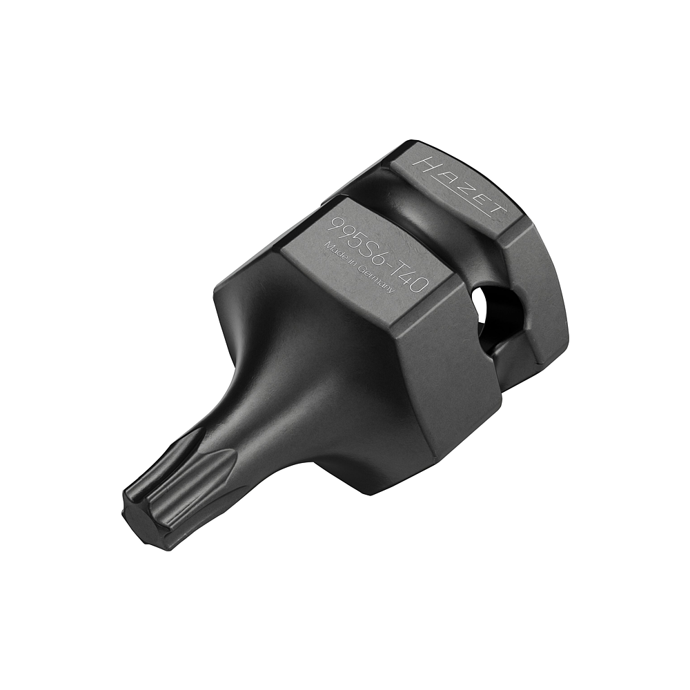 HAZET Nástrčná hlavice pro rázový a strojový utahovák 995S6-T40 ∙ 1/2 palce (12,5 mm) čtyřhran dutý, 24 mm vnější šestihran ∙ Vnitřní profil TORX® ∙ Velikost T40