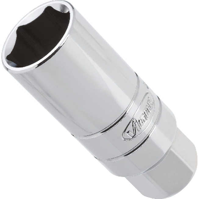 VIGOR N&aacute;strčn&aacute; hlavice na zapalovac&iacute; sv&iacute;čky ∙ V2120N ∙ 3/8 palce (10 mm) čtyřhran dut&yacute; ∙ Vněj&scaron;&iacute; profil &scaron;estihran ∙ Velikost 21 mm