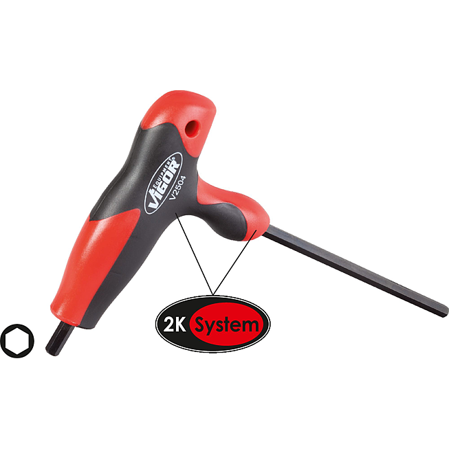 VIGOR &Scaron;roubov&aacute;k ∙ T-rukojeť ∙ V2486 ∙ Profil s vnitřn&iacute;m &scaron;estihranem ∙ Velikost 2,5 mm
