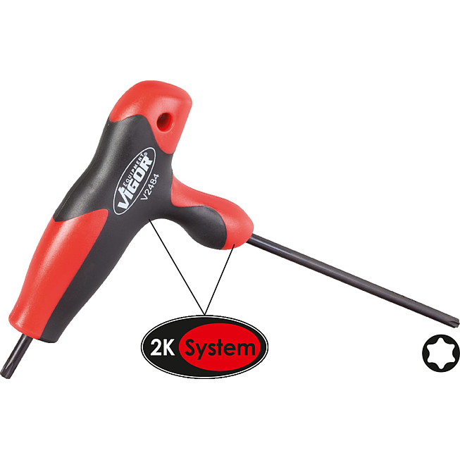 VIGOR &Scaron;roubov&aacute;k ∙ T-rukojeť ∙ V2498 ∙ Vnitřn&iacute; profil TORX&reg; ∙ Velikost T9